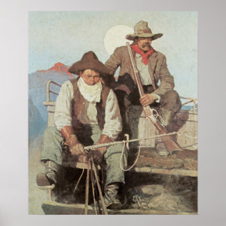 Cowboys geben Stagecoach Art Print Poster