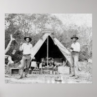 Cowboys im Lager, 1890. Vintages Foto