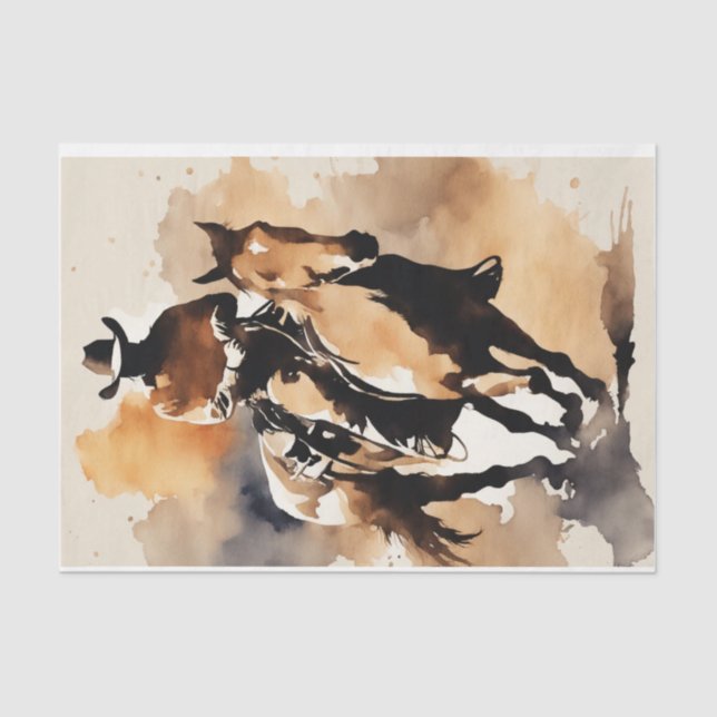 Cowboy's Reise in Watercolor Decoupage Paper Seidenpapier (Vorderseite)