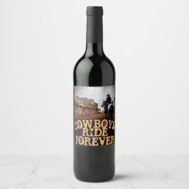Cowboys reiten Forever Wine (Sparkling Wine) Flasc Weinetikett