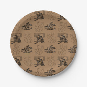 Cowboys und Cactus Paper Party Plate Pappteller