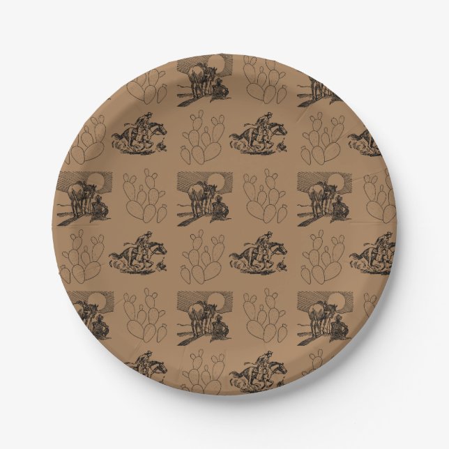 Cowboys und Cactus Paper Party Plate Pappteller (Vorderseite)