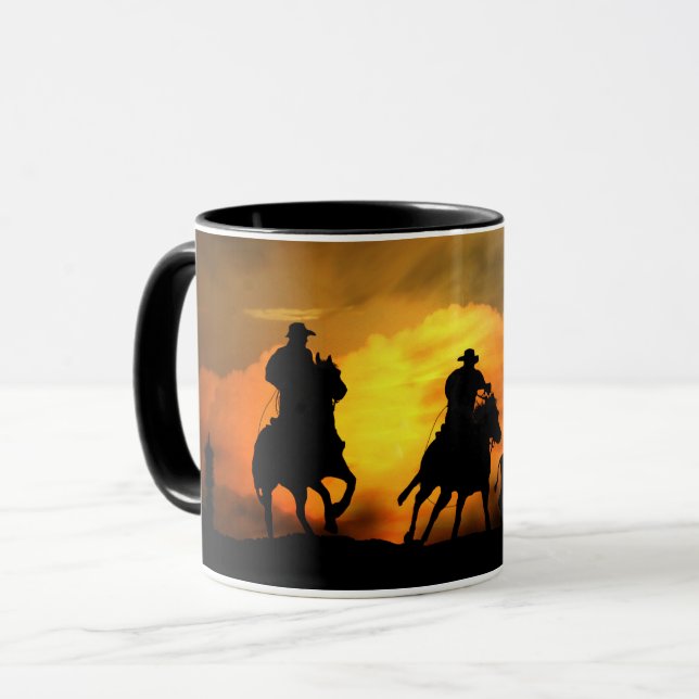 Cowboys und Stethwestern Sunset Tasse (Vorderseite Links)