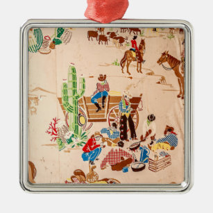 Cowboys - Vintage Tapete - Wilde West-Keramik oder Ornament Aus Metall
