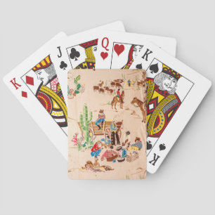 Cowboys Vintage Tapete - Wilder Westen Spielkarten