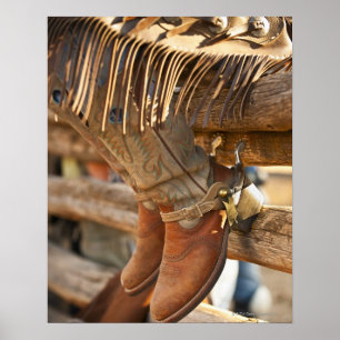 Cowboystiefel auf Zaun 2 Poster