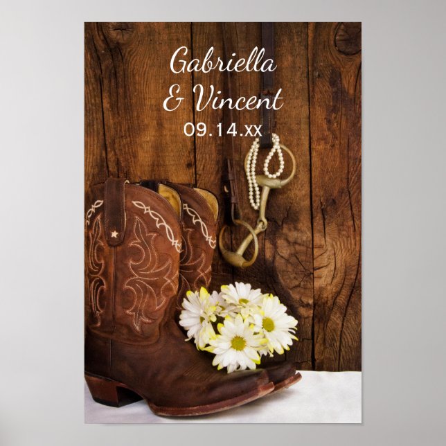 Cowboystiefel, Daisis und Reitpeitsche Poster (Vorne)