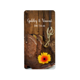 Cowboystiefel, Daisy und Horse Bit Country Wedding Adressaufkleber