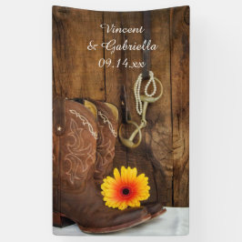 Cowboystiefel, Daisy und Horse Bit Country Wedding Banner