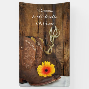 Cowboystiefel, Daisy und Horse Bit Country Wedding Banner