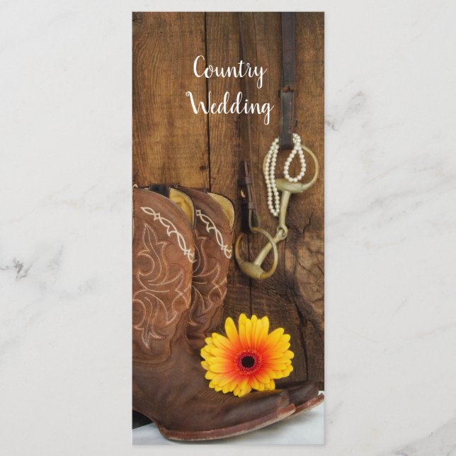 Cowboystiefel, Daisy und Horse-Bit-Hochzeitsprogra Programm (Vorderseite)