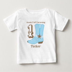 Cowboystiefel-erster Geburtstag Baby T-shirt