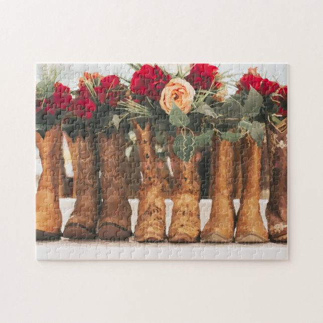 Cowboystiefel für Hochzeiten und Blume Puzzle (Horizontal)