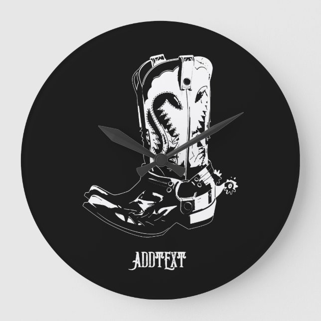Cowboystiefel Große Wanduhr (Vorderseite)