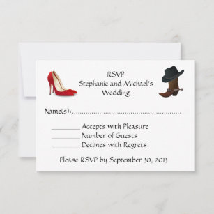 Cowboystiefel-hohe Heels-Schuhe, die UAWG Wedding RSVP Karte