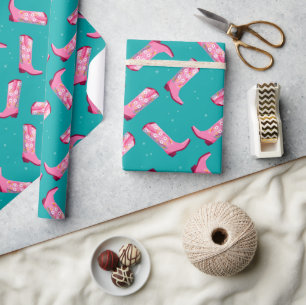 Cowboystiefel und Blume Geschenkpapier