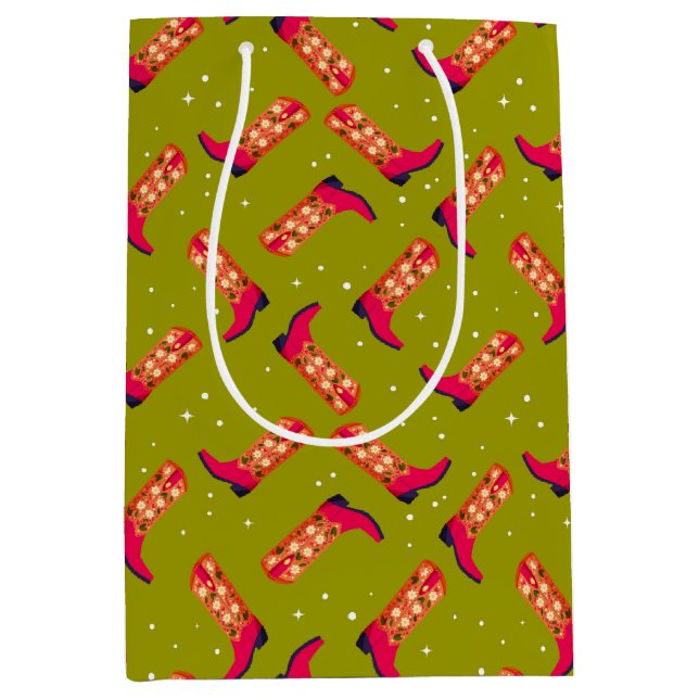 Cowboystiefel und Blume Mittlere Geschenktüte (Vorderseite)