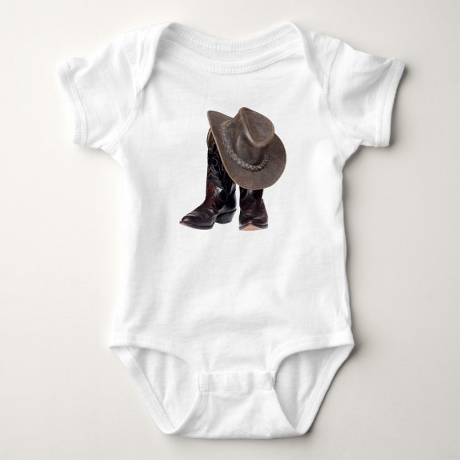 Cowboystiefel und Hut Baby Strampler (Vorderseite)