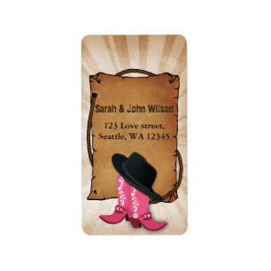 Cowboystiefel-Westernthema-Adressen-Etikett Adressaufkleber
