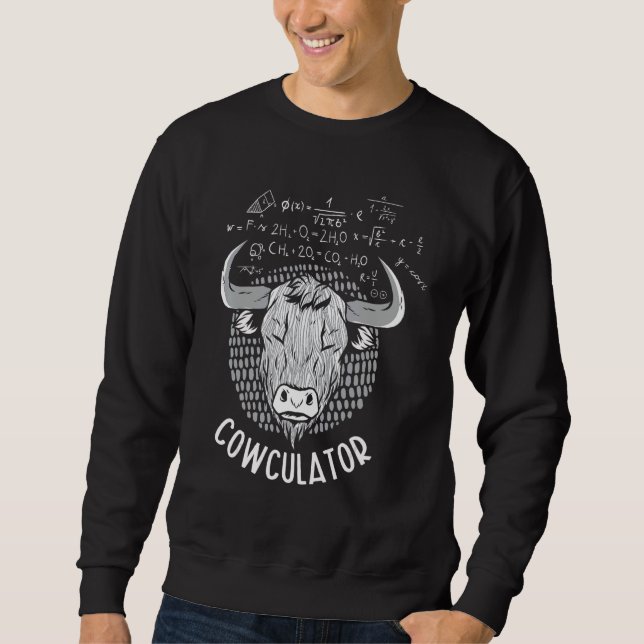 Cowculator Highland Cow Farmer Grass Puppy Math Sweatshirt (Vorderseite)