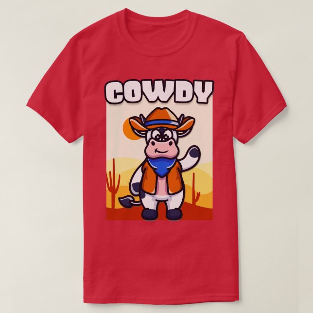Cowdy Funny Cow Cowboy Costume Western Ranch T-Shirt (Design vorne)