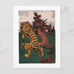 Cowerdly Lion und Tiger Postkarte