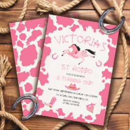 Cowgirl 1 Rodeo Kuh Muster Geburtstagsparty Einladung