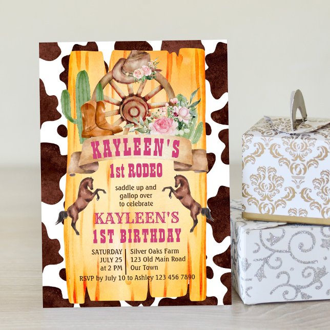 Cowgirl 1. Rodepferde Western Geburtstag Einladung (Von Creator hochgeladen)