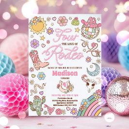 Cowgirl 4. Geburtstag Vier die Liebe Rodeo Party Einladung