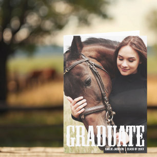Cowgirl-Abschlussfoto Land Absolventin gefaltet Ankündigung