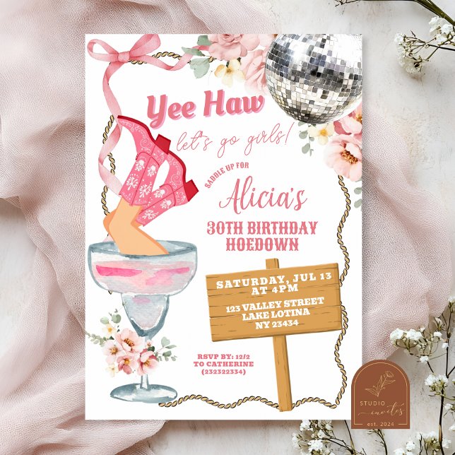 Cowgirl Adult Birthday Hoedown Invitation Einladung (Von Creator hochgeladen)