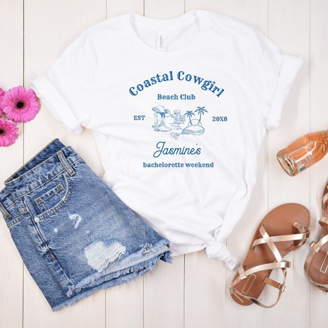 Cowgirl am Blue Ocean Bachelorette T-Shirt (Von Creator hochgeladen)