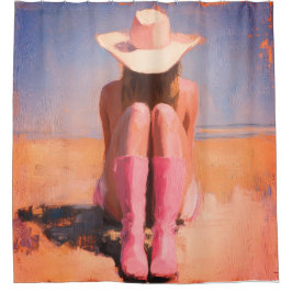 Cowgirl am Strand Duschvorhang