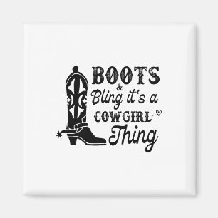 Cowgirl & amp; Stiefel, die ihr Cowgirl in Hors bl Magnet