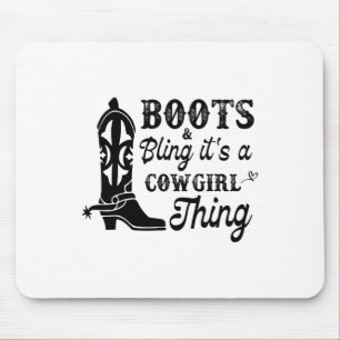 Cowgirl & amp; Stiefel, die ihr Cowgirl in Hors bl Mousepad