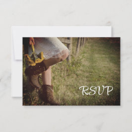 Cowgirl and Sunflowers Western Wedding RSVP Card