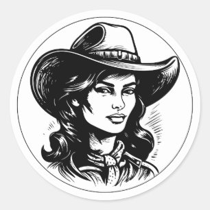 Cowgirl-Ästhetik-Rundsticker Runder Aufkleber