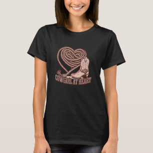 Cowgirl at Heart Western Rodeo - Rosa Stiefel T-Shirt