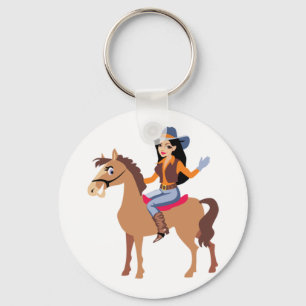 Cowgirl auf einem Pferd Schlüsselanhänger