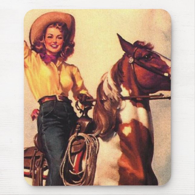 Cowgirl auf ihrem Pferd Mousepad (Vorne)