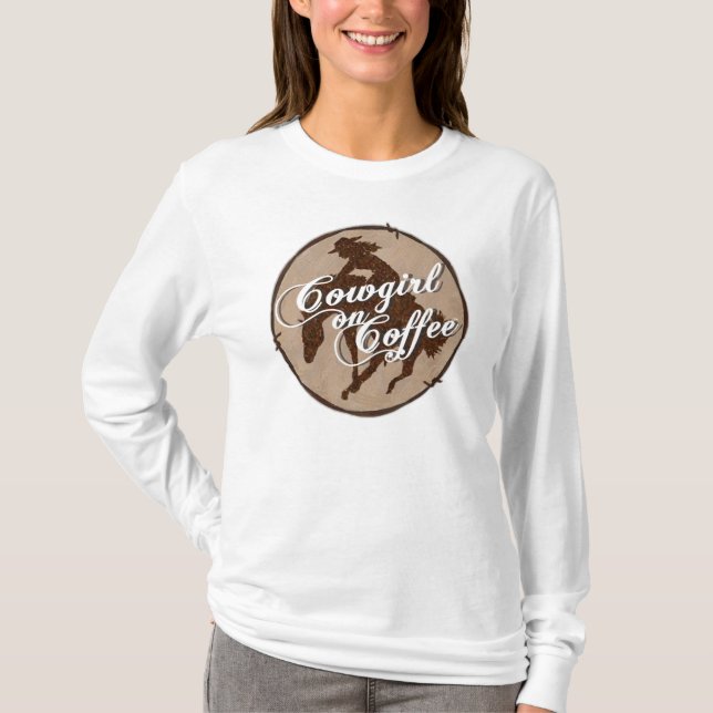 Cowgirl auf Kaffee Hoodie T-Shirt (Vorderseite)