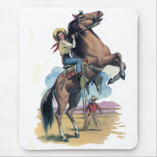 Cowgirl auf Pferd Mousepad