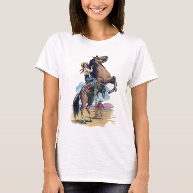 Cowgirl auf Pferd T-Shirt (Vorderseite)