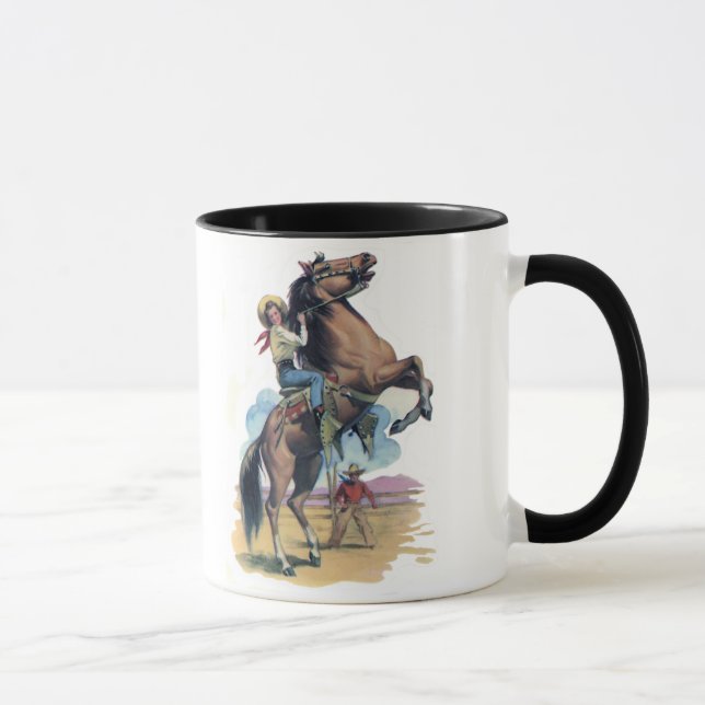 Cowgirl auf Pferd Tasse (Rechts)
