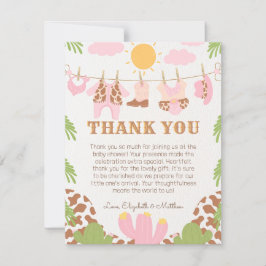Cowgirl Baby Clothesline Western Danke Karte