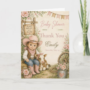 Cowgirl-Baby-Party Dankeskarte