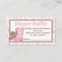 Cowgirl Baby Showdusche Windeln Raffle Ticket pink