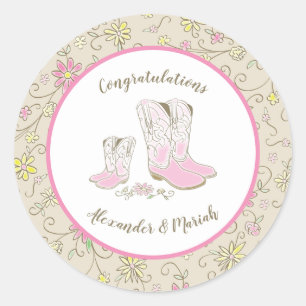 Cowgirl Babydusche Country Western Pink Girl Runder Aufkleber
