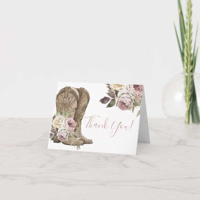 Cowgirl Babydusche Danke Karte (Vorderseite)