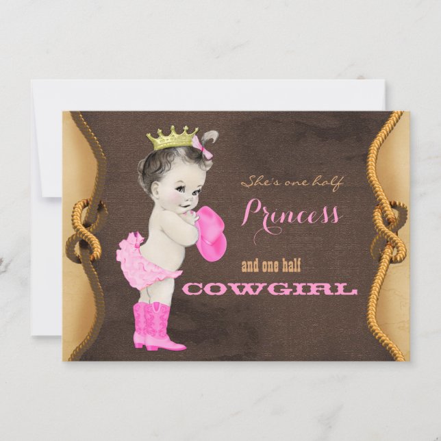 Cowgirl Babydusche Einladung (Vorderseite)